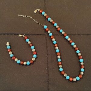 Beaded Necklace and Bracelet Set